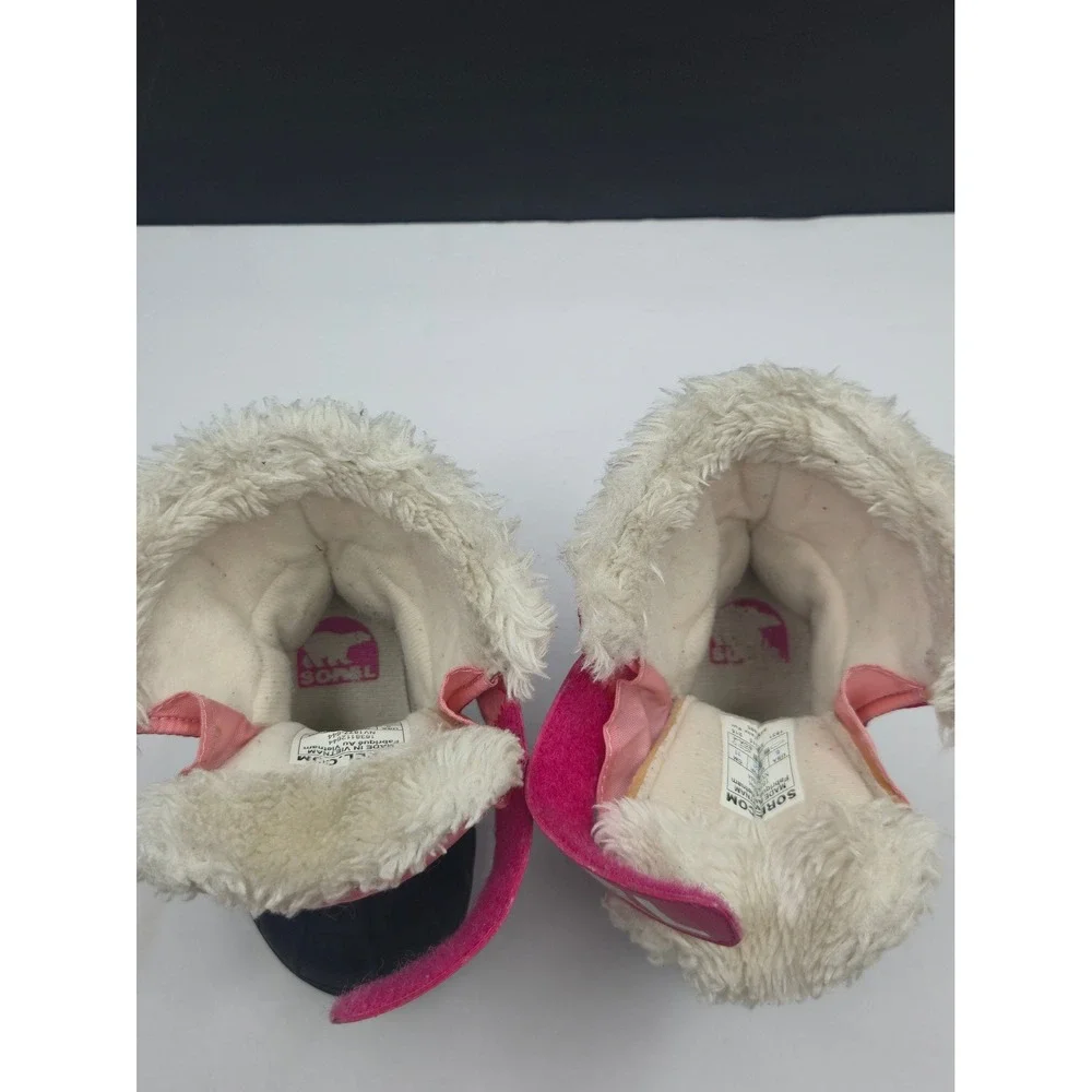 Sorel Snow Boots Commander Toddler Size 6 Pink Black Waterproof Insulated NV1877
